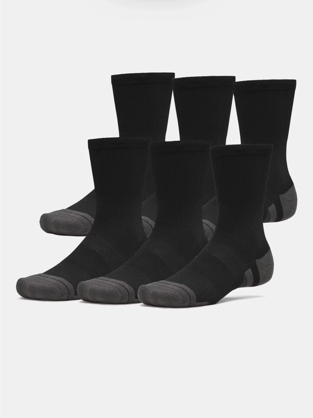 Under Armour Black Crew Socks with Gray Heel and Logo